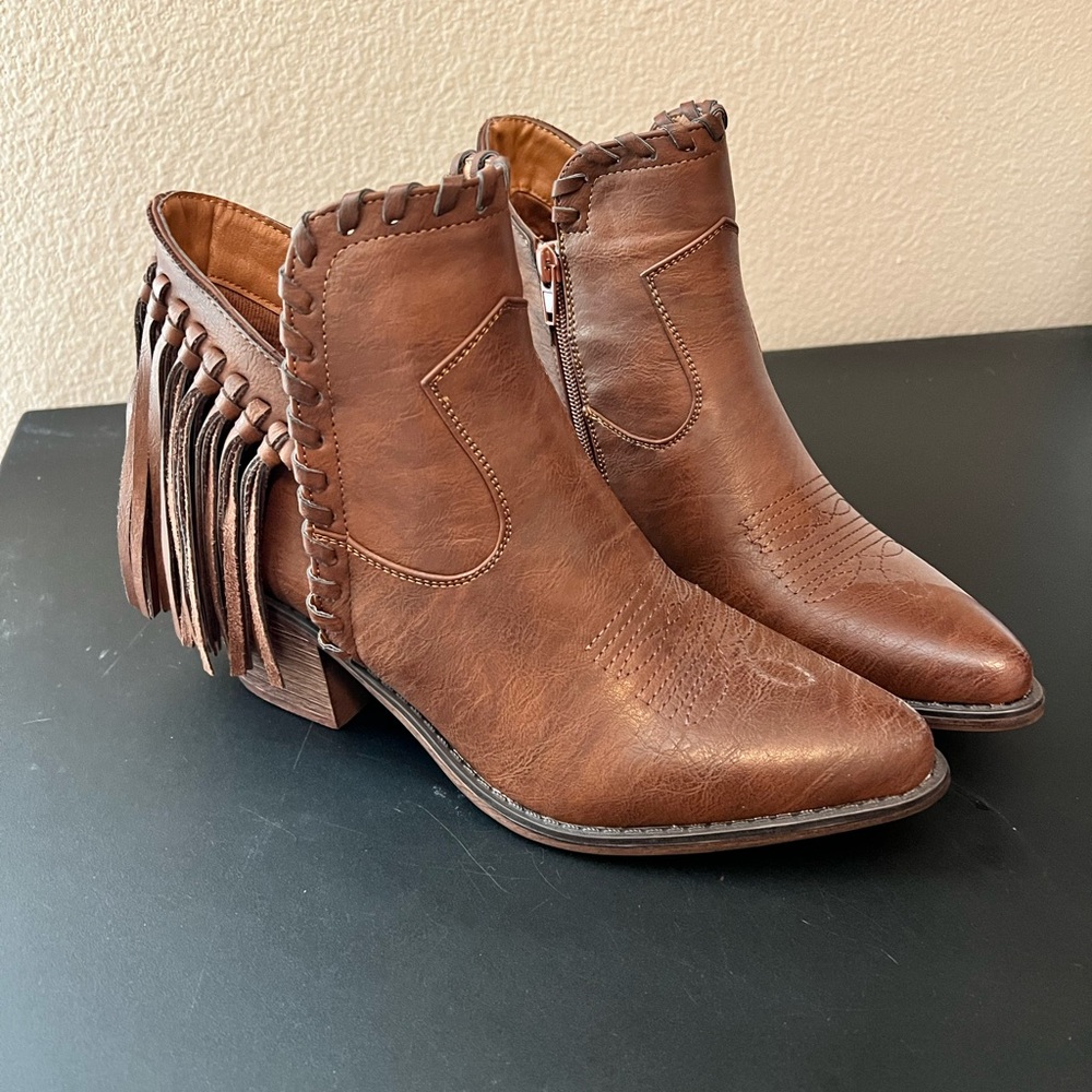 Jerry Dumas Never Worn Fringe Booties